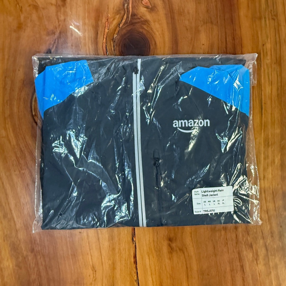 NEW Amazon Jacket L Reflective Driver zip Delivery Rain Shell Lightweight S3-6